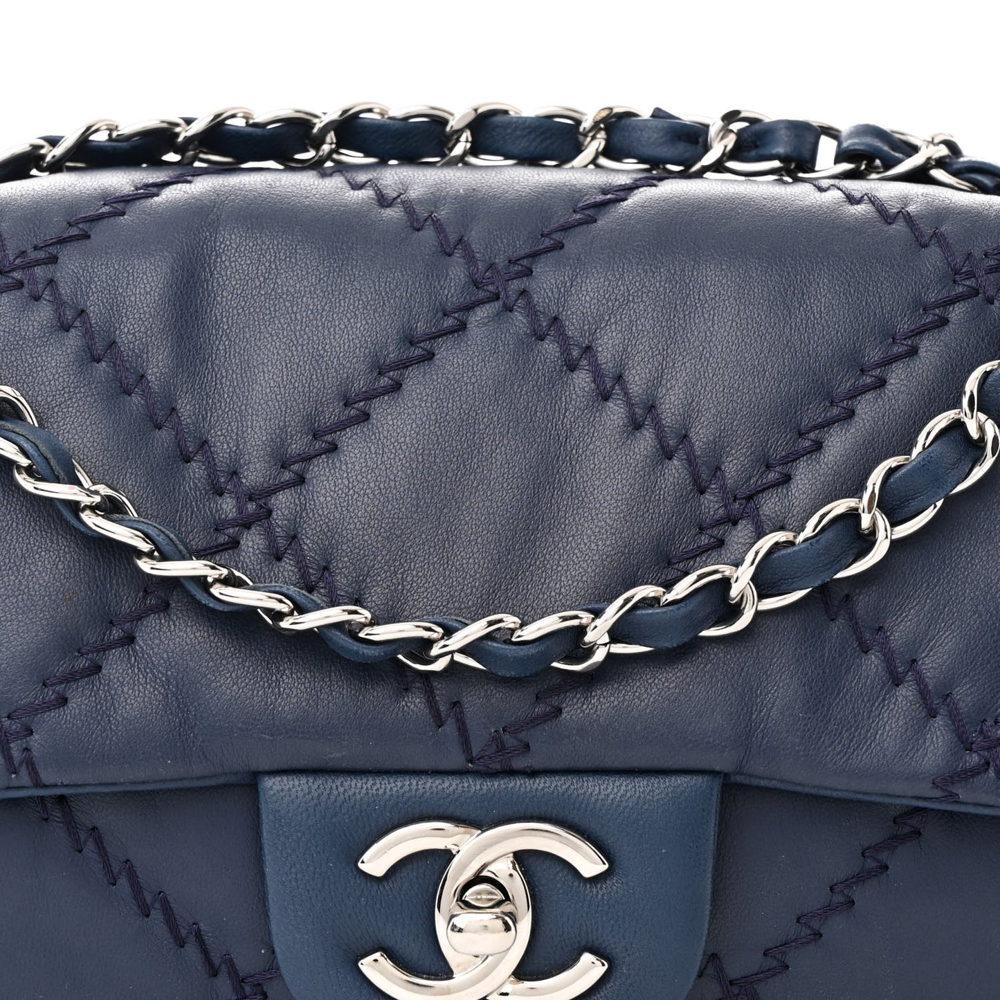 Lambskin Ultimate Stitch Flap Blue