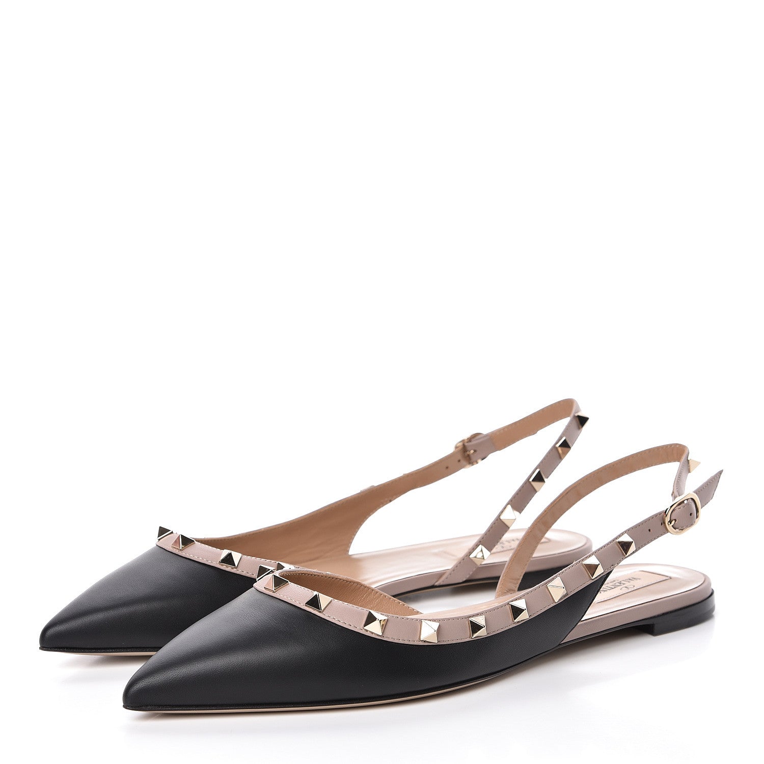 Valentino Garavani Nappa Rockstud Slingback Flats 41 Black Poudre 3 of 8