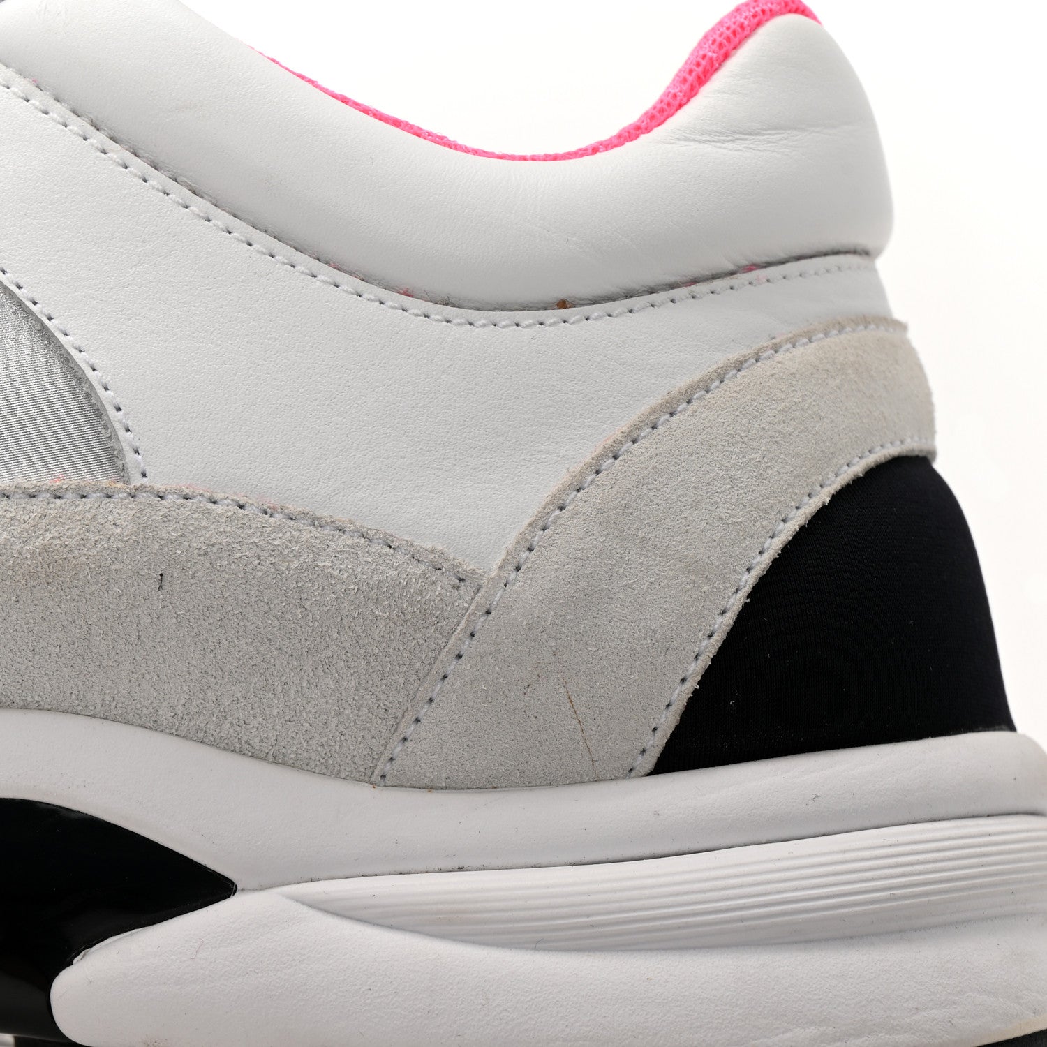 Chanel Calfskin Fabric Sneakers 41 White Silver Fluo Pink 9 of 9