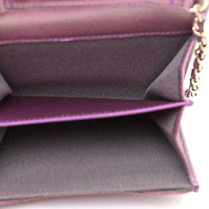 Chanel Iridescent Lambskin Quilted Flap Card Holder On Chain Purple 7 of 10