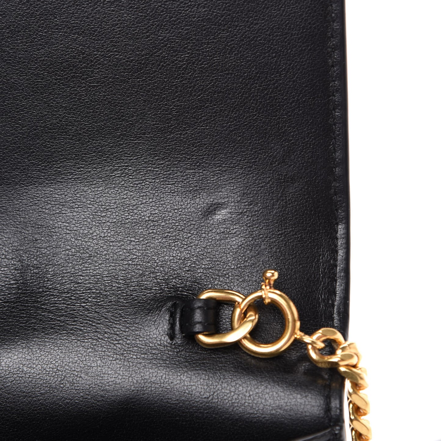 Calfskin Crocodile Embossed Kate Monogram Tassel Chain Wallet Black