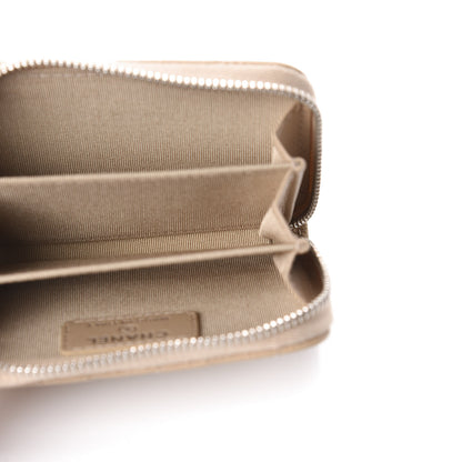 Chanel Caviar Quilted Zip Around Coin Purse Beige 7 of 9