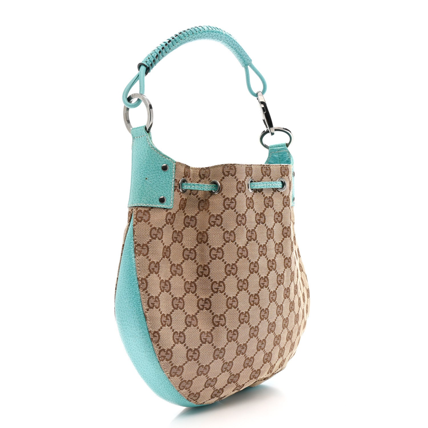 Gucci Monogram Drawstring Hobo Turquoise 3 of 15