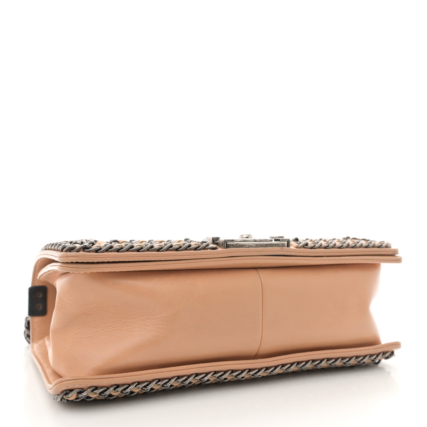 Chanel Glazed Calfskin Quilted Medium Boy Chained Flap Beige 4 of 13