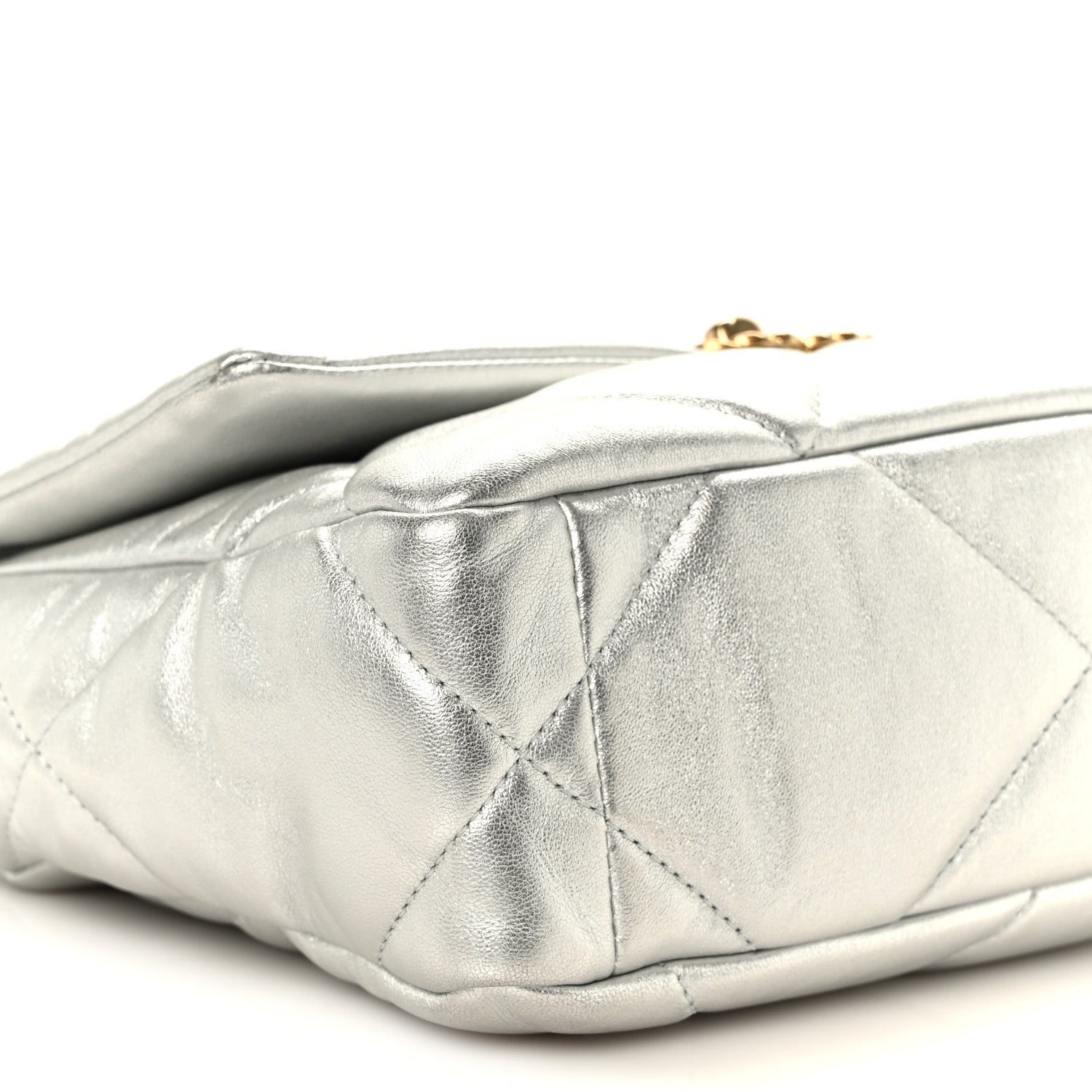 Chanel Metallic Lambskin Quilted Medium Chanel 19 Flap Silver 9 of 10