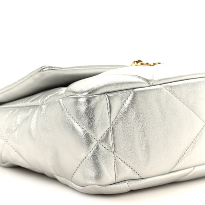 Chanel Metallic Lambskin Quilted Medium Chanel 19 Flap Silver 9 of 10