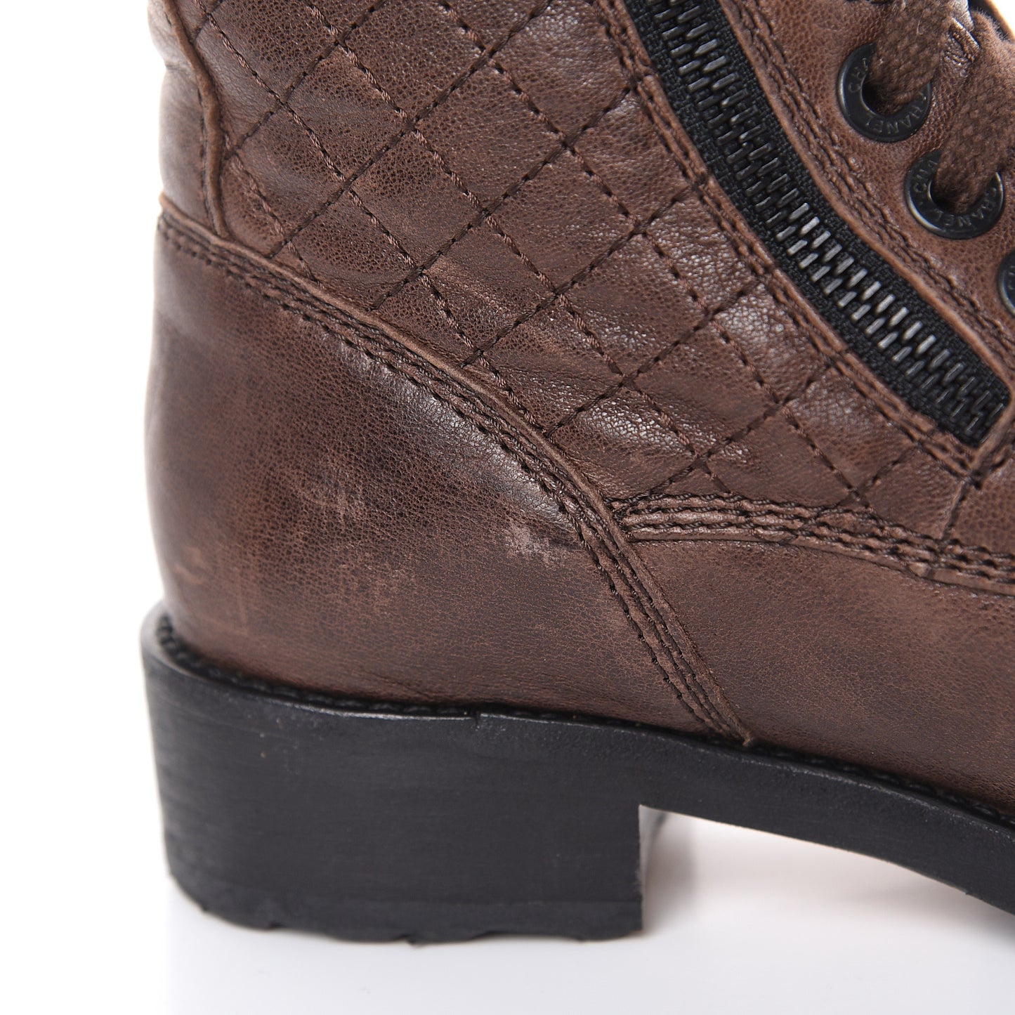Sheepskin Quilted CC Tall Lace Up Combat Boots 36 Dark Brown