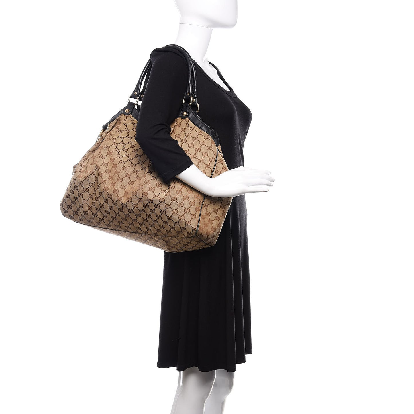 Monogram Large Sukey Tote Beige Ebony Black