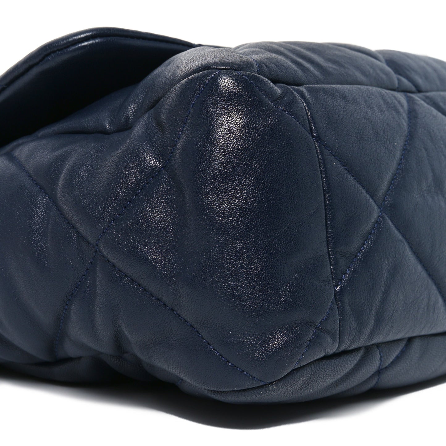Goatskin Quilted Maxi Chanel 19 Flap Navy Blue