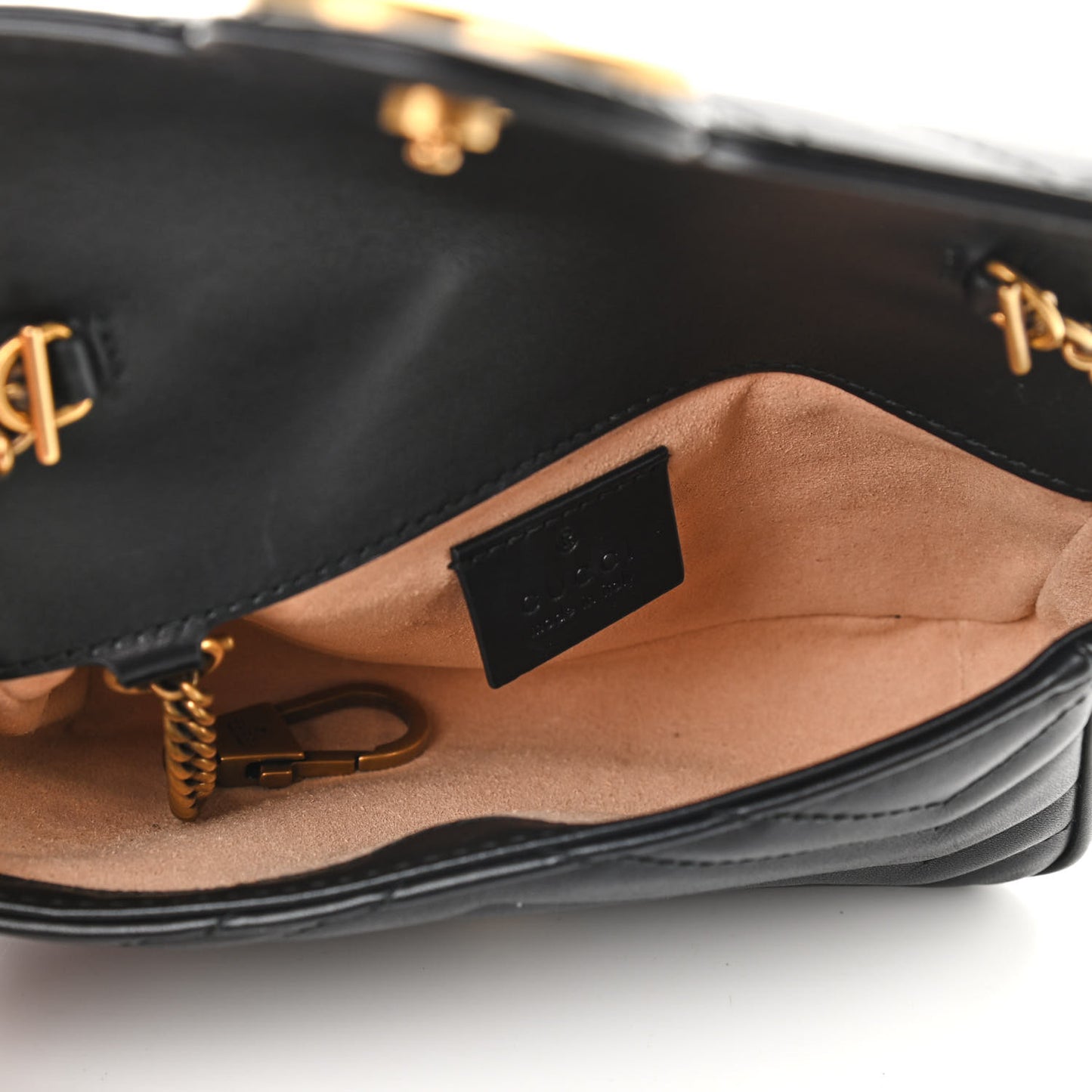 Calfskin Matelasse Super Mini GG Marmont Shoulder Bag Black