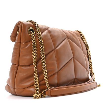 Saint Laurent Lambskin Quilted Small Loulou Puffer Monogram Chain Satchel Dark Honey 3 of 10