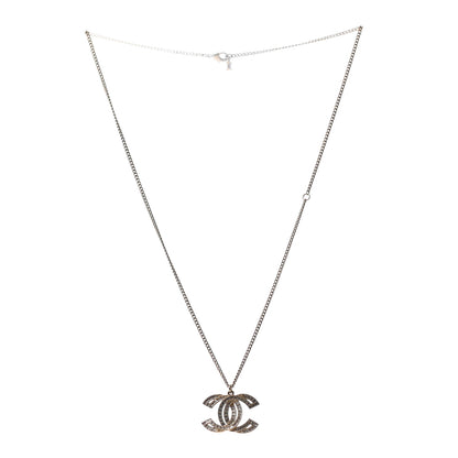 Chanel Metal Crystal Baguette CC Pendant Necklace Gold 3 of 5