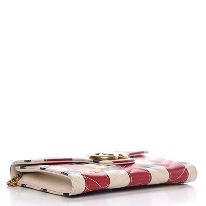 Gucci Calfskin Matelasse Trompe L'Oeil Print Mini GG Marmont Chain Wallet White 4 of 8