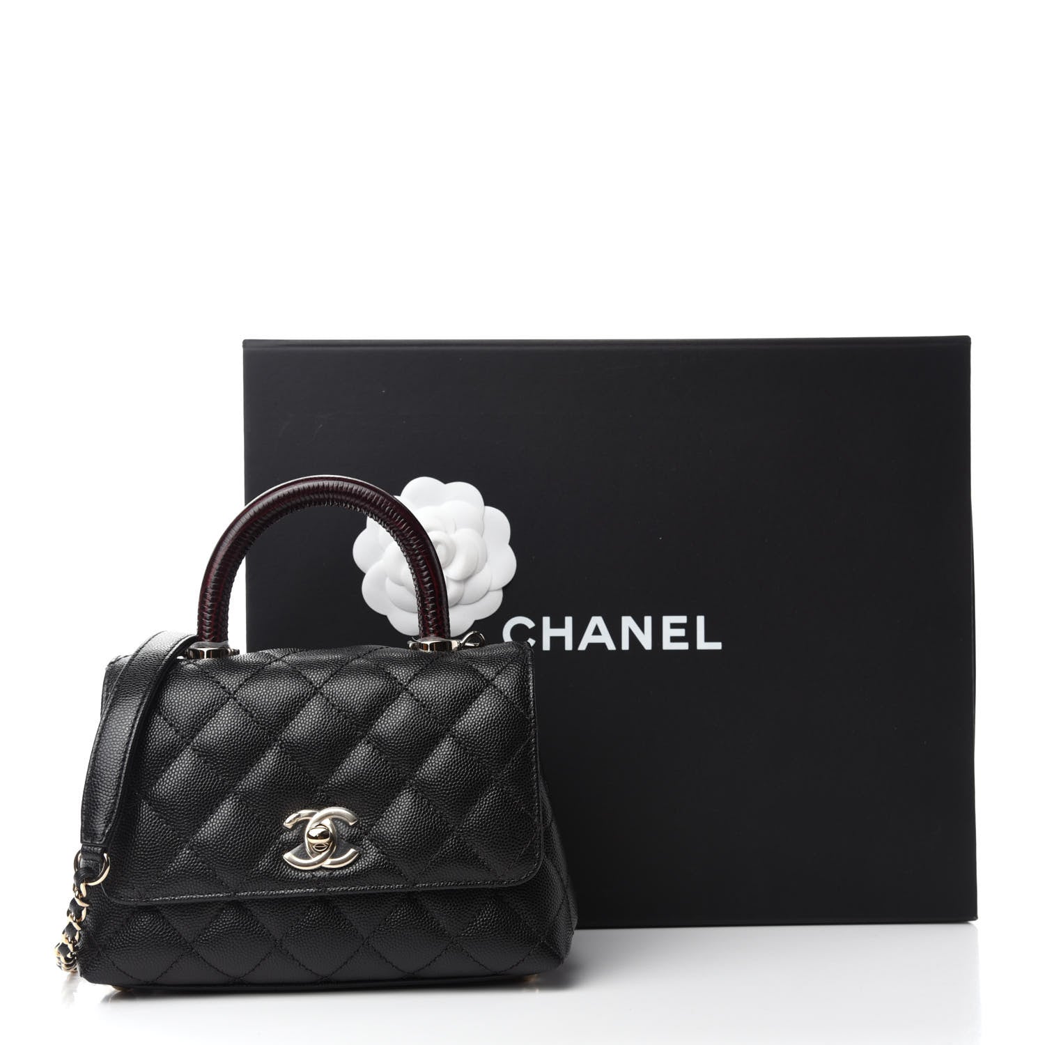 Chanel Caviar Lizard Embossed Quilted Extra Mini Coco Handle Flap Black 11 of 11