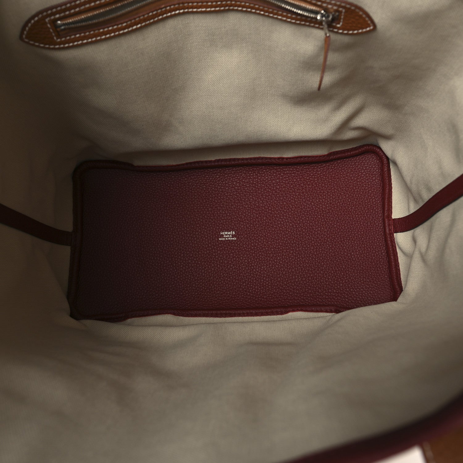 Hermes Canvas Taurillon Clemence Pursangle Tote Beton Gold Rouge H Capucine Beton 5 of 10
