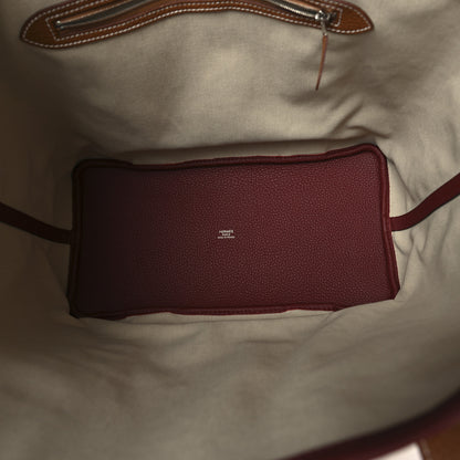 Hermes Canvas Taurillon Clemence Pursangle Tote Beton Gold Rouge H Capucine Beton 5 of 10