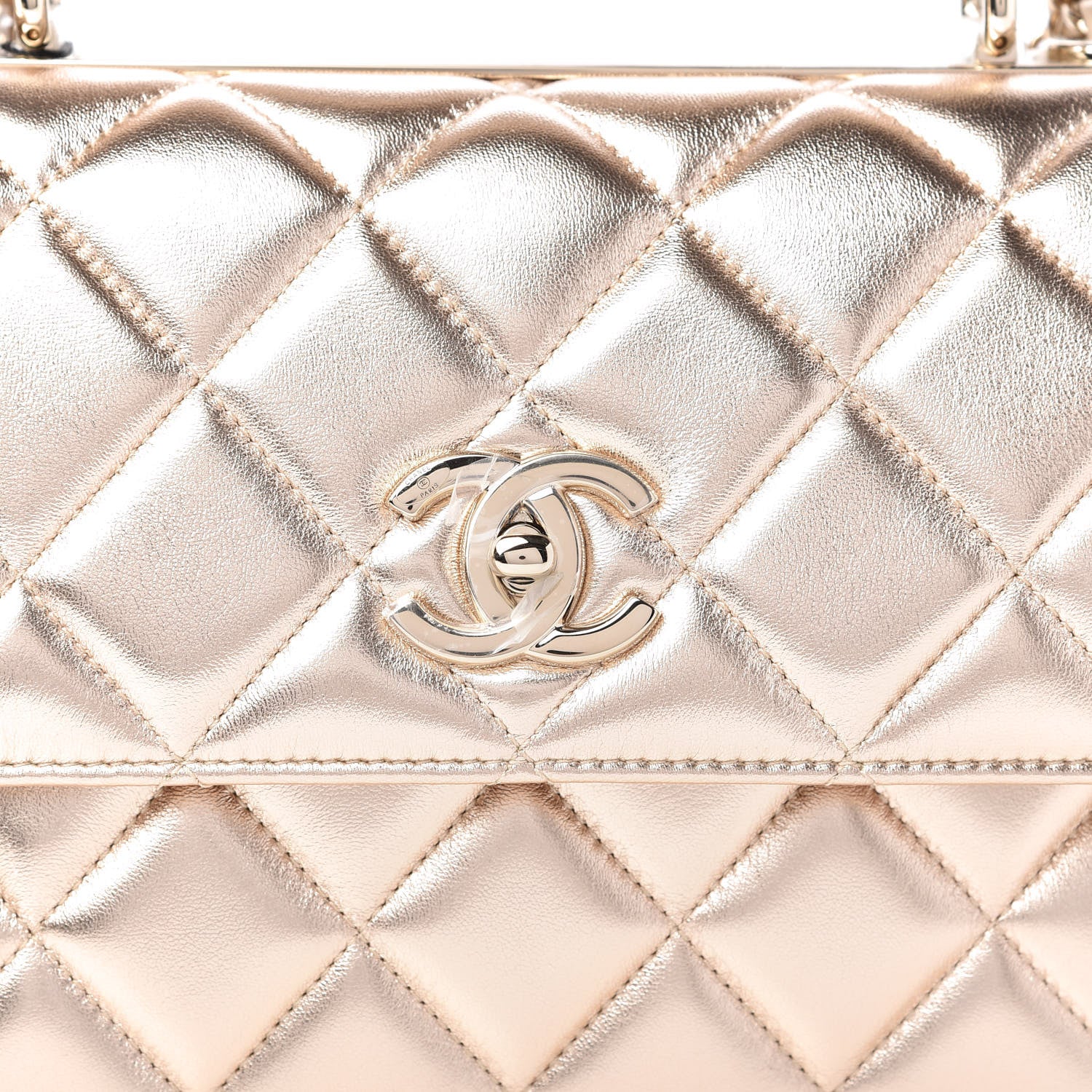 Chanel Metallic Lambskin Quilted Small Trendy CC Flap Dual Handle Bag Gold 10 of 11