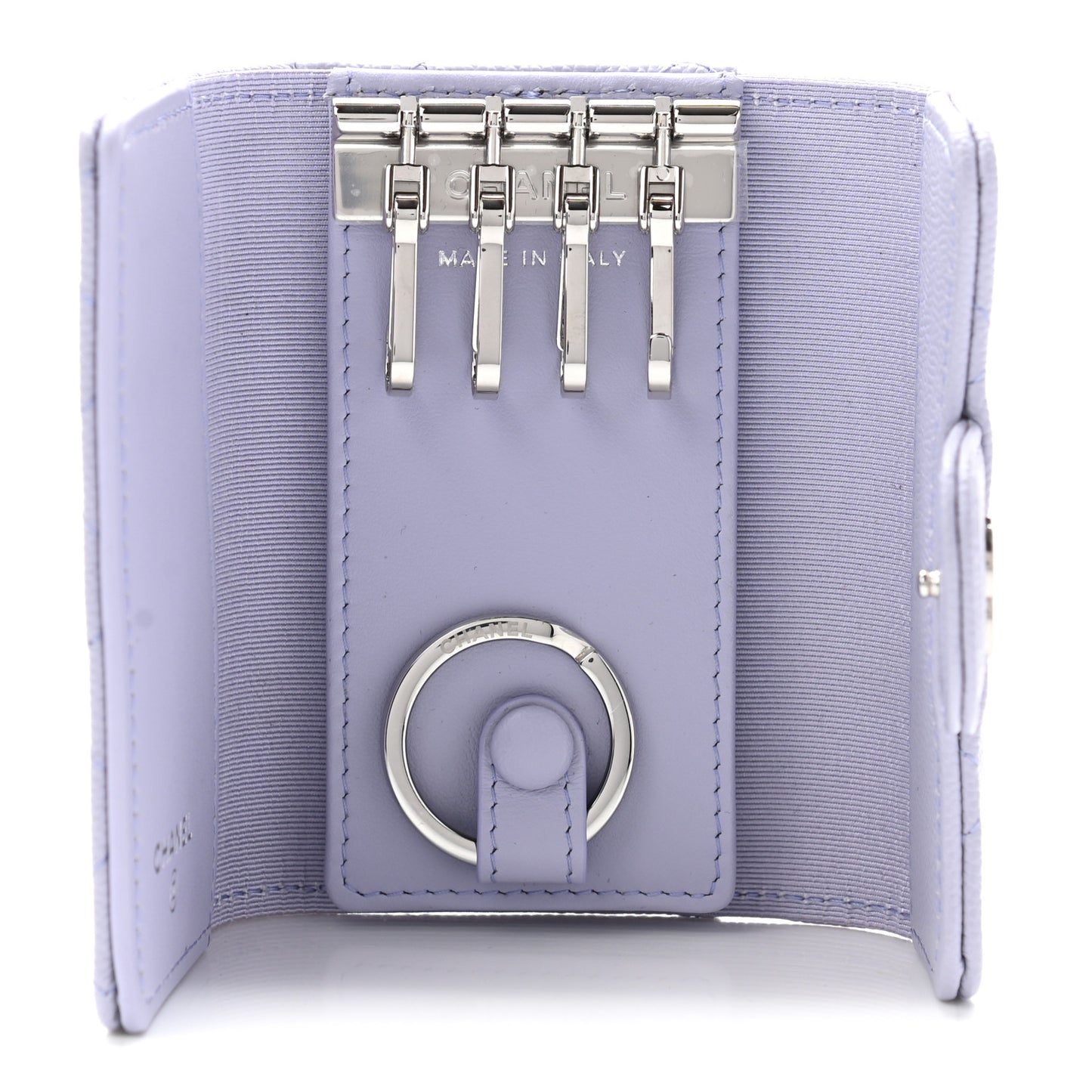 Caviar Quilted Classic 4 Key Holder Wallet Light Purple