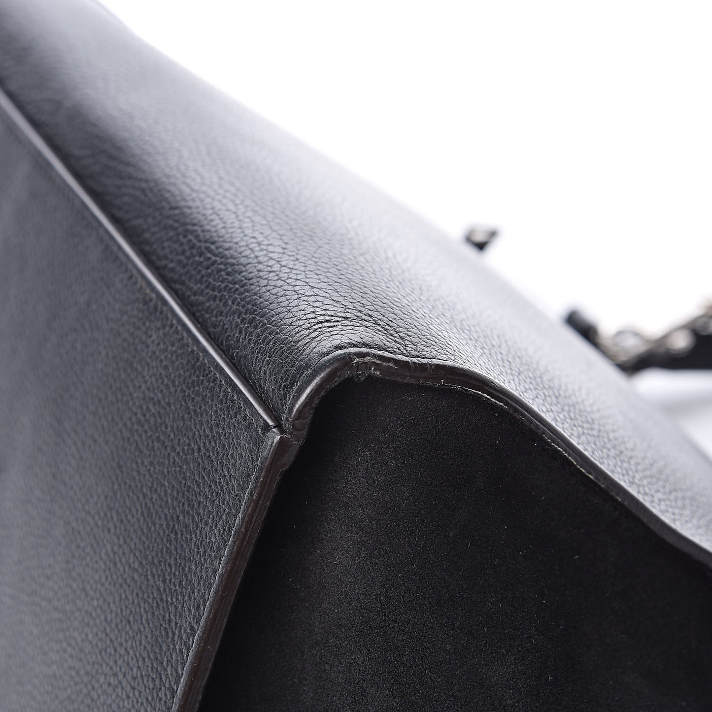Drummed Calfskin Suede Medium Trapeze Black