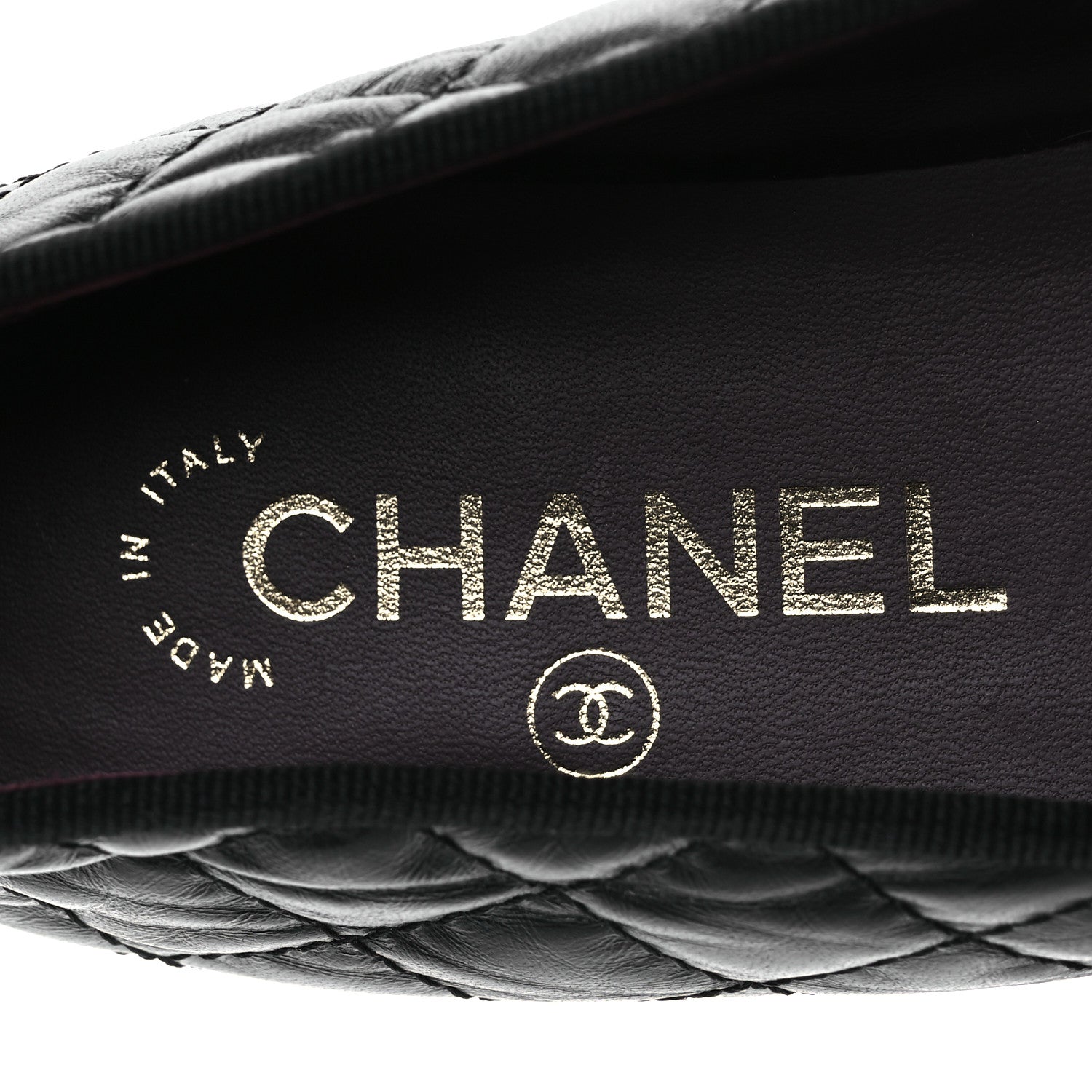 Chanel Aged Calfskin Quilted CC Cap Toe Ballerina Flats 38.5 Black 9 of 11