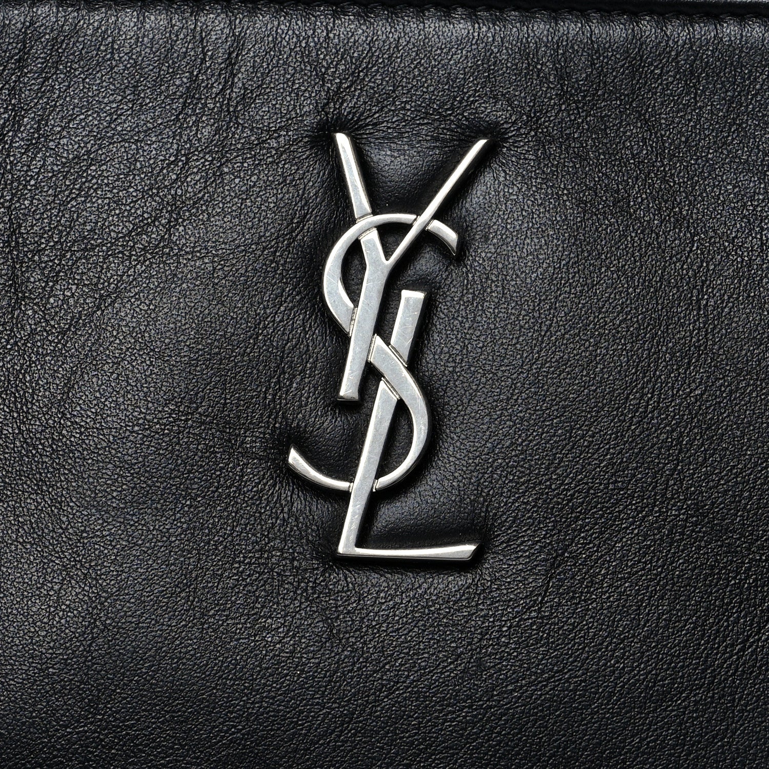 Saint Laurent Calfskin Monogram Fringe Pouch Black 8 of 10