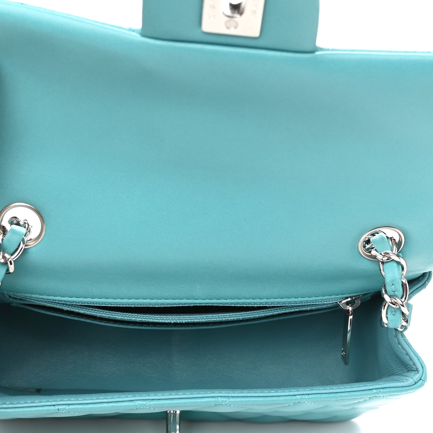 Lambskin Quilted Mini Rectangular Flap Turquoise