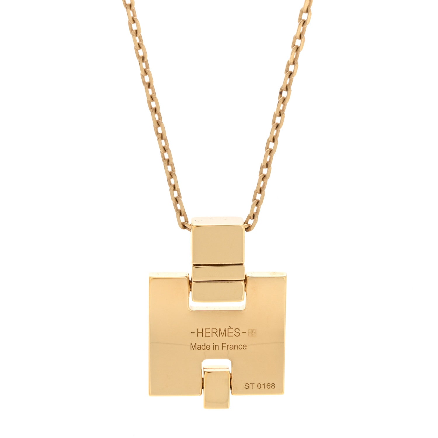 Hermes Gold Plated Lacquered Eileen Pendant Necklace Orange Fonce 4 of 6