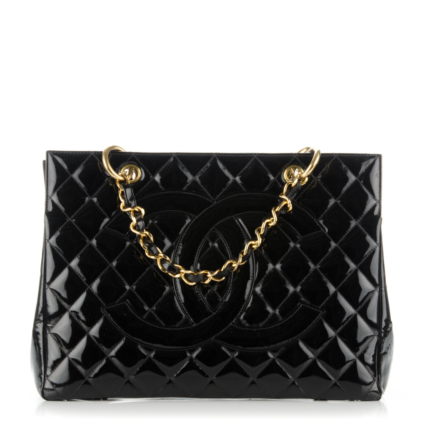 Patent Quilted Grand Shopping Tote GST Black