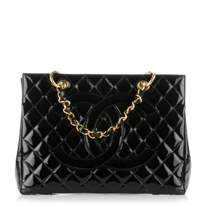 Chanel Patent Quilted Grand Shopping Tote GST Black 1 of 8