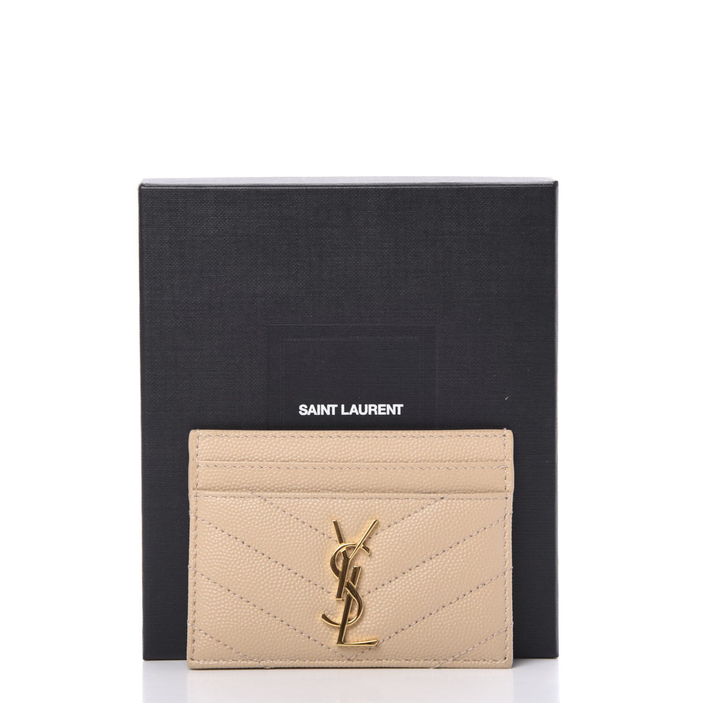 Grain De Poudre Matelasse Chevron Monogram Credit Card Case Nude Powder