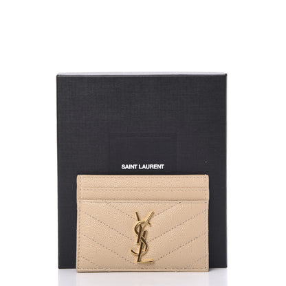 Saint Laurent Grain De Poudre Matelasse Chevron Monogram Credit Card Case Nude Powder 7 of 7