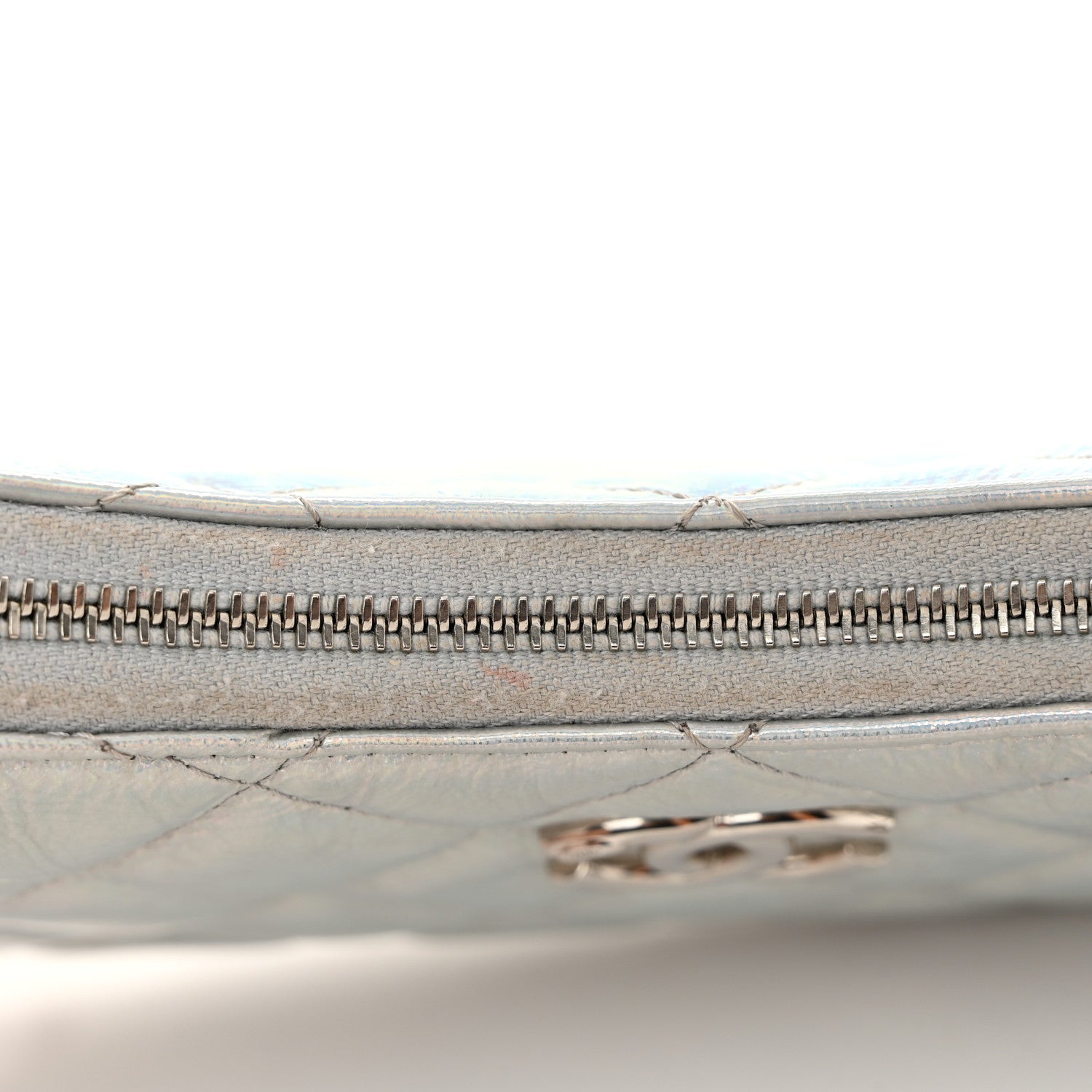 Chanel Iridescent Mirror Goatskin Quilted Clutch With Chain Silver 12 of 13