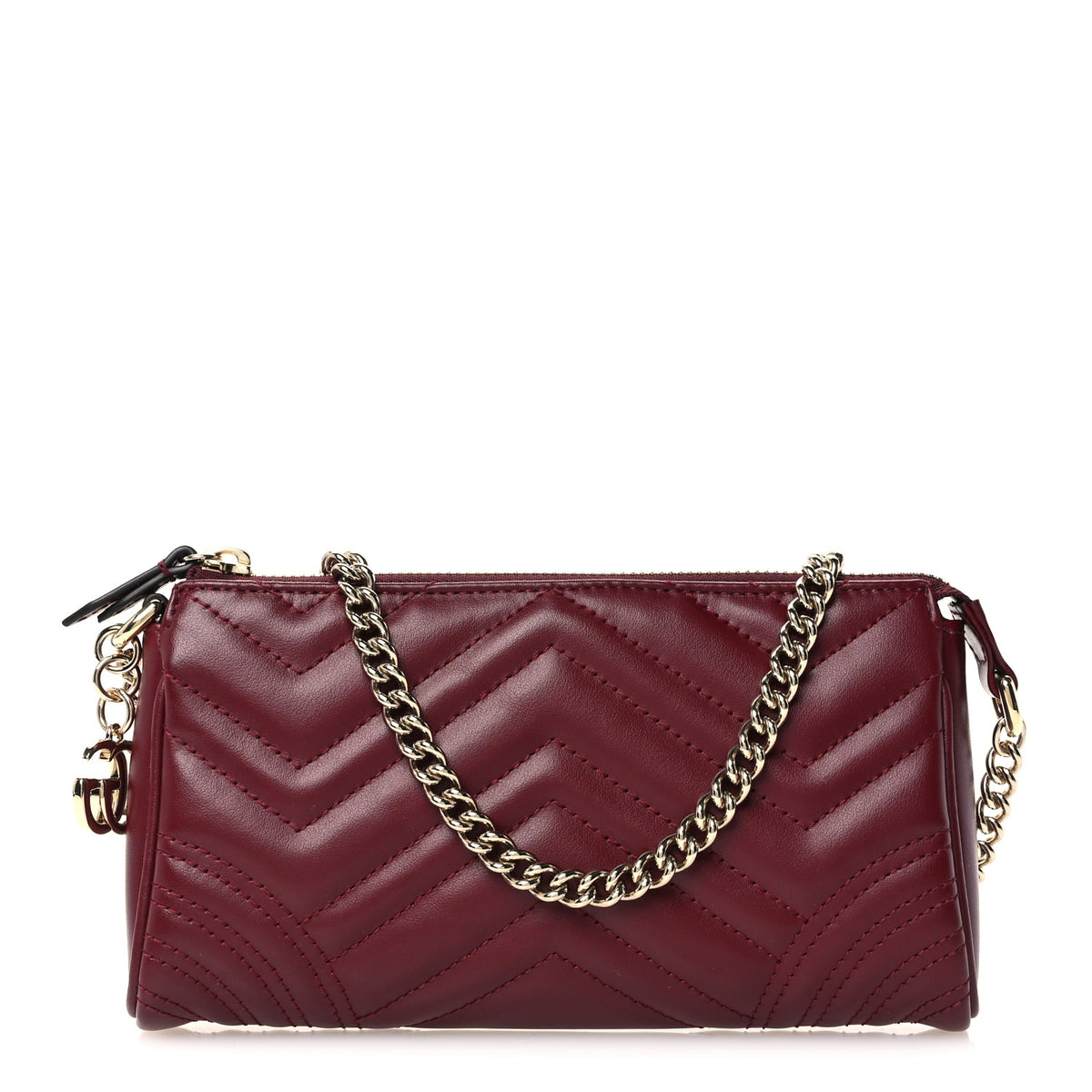 Gucci Nappa Chevron Matelasse GG Marmont Small Shoulder Bag Rosso Ancora 1 of 11