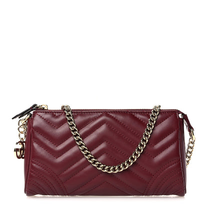 Gucci Nappa Chevron Matelasse GG Marmont Small Shoulder Bag Rosso Ancora 1 of 11