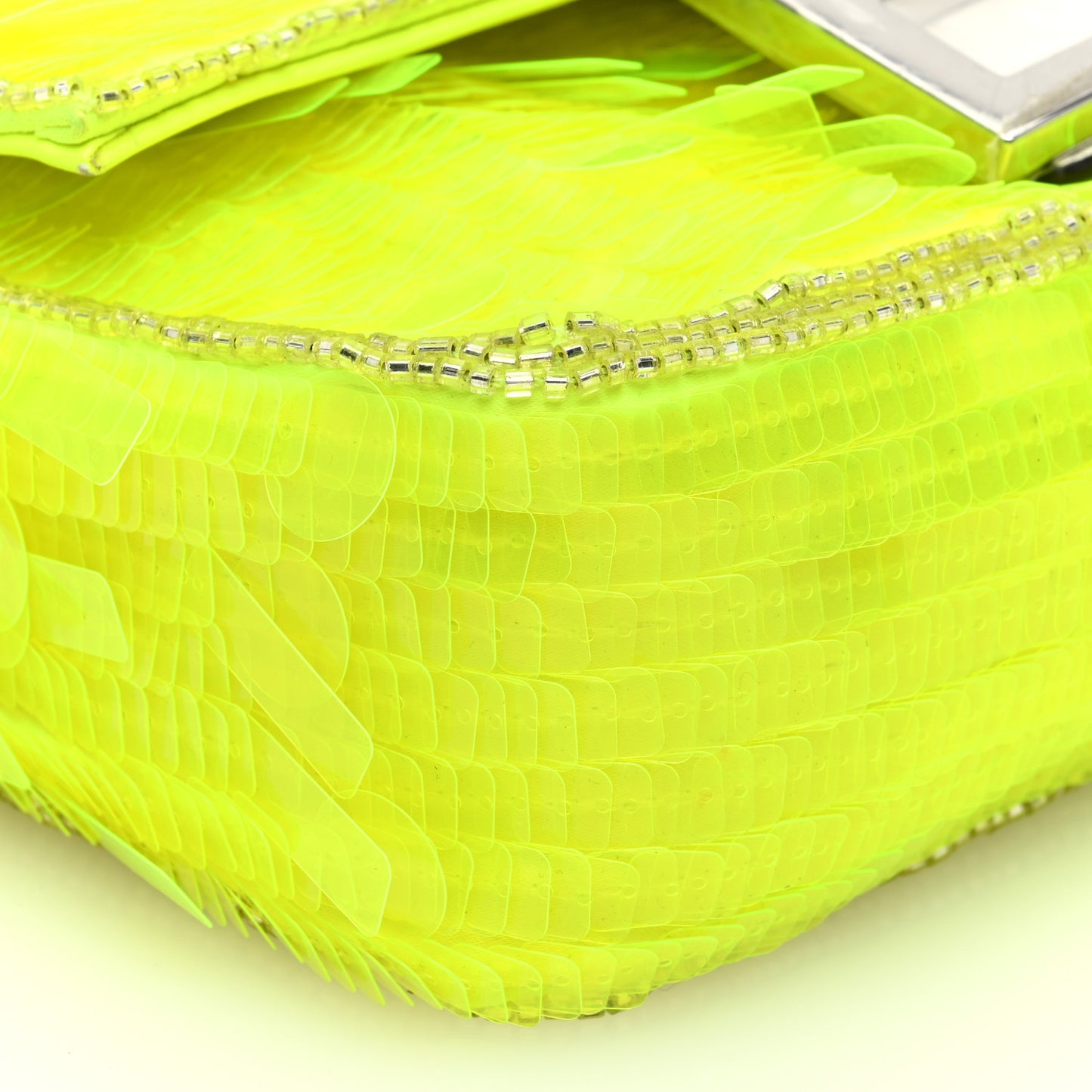 Transparent Paillettes Elaphe Mini Baguette Yellow Fluo Avorio