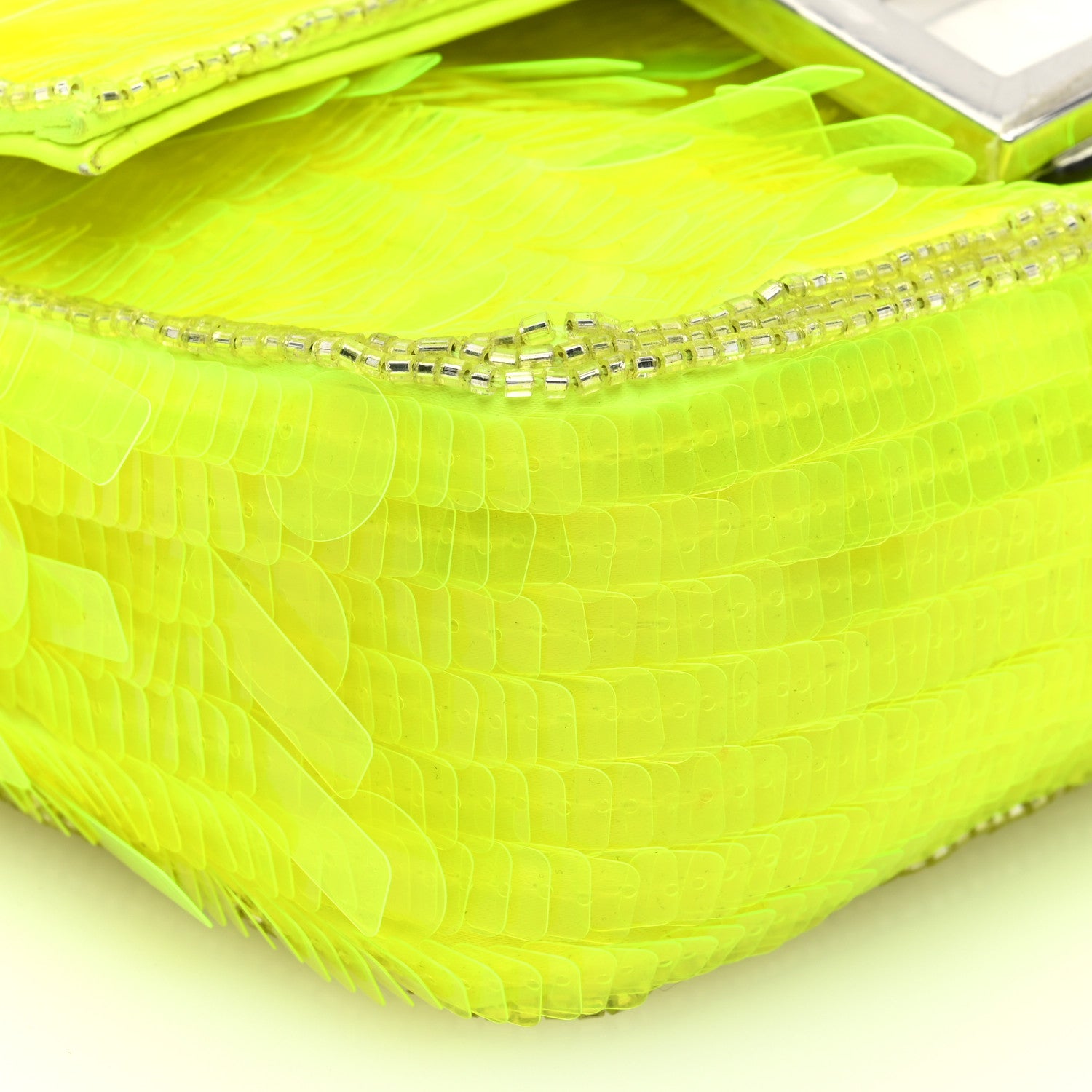 Fendi Transparent Paillettes Elaphe Mini Baguette Yellow Fluo Avorio 9 of 10