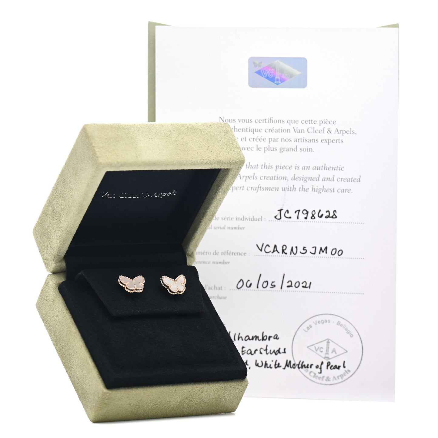 18K Yellow Gold Mother of Pearl Sweet Alhambra Butterfly Earrings