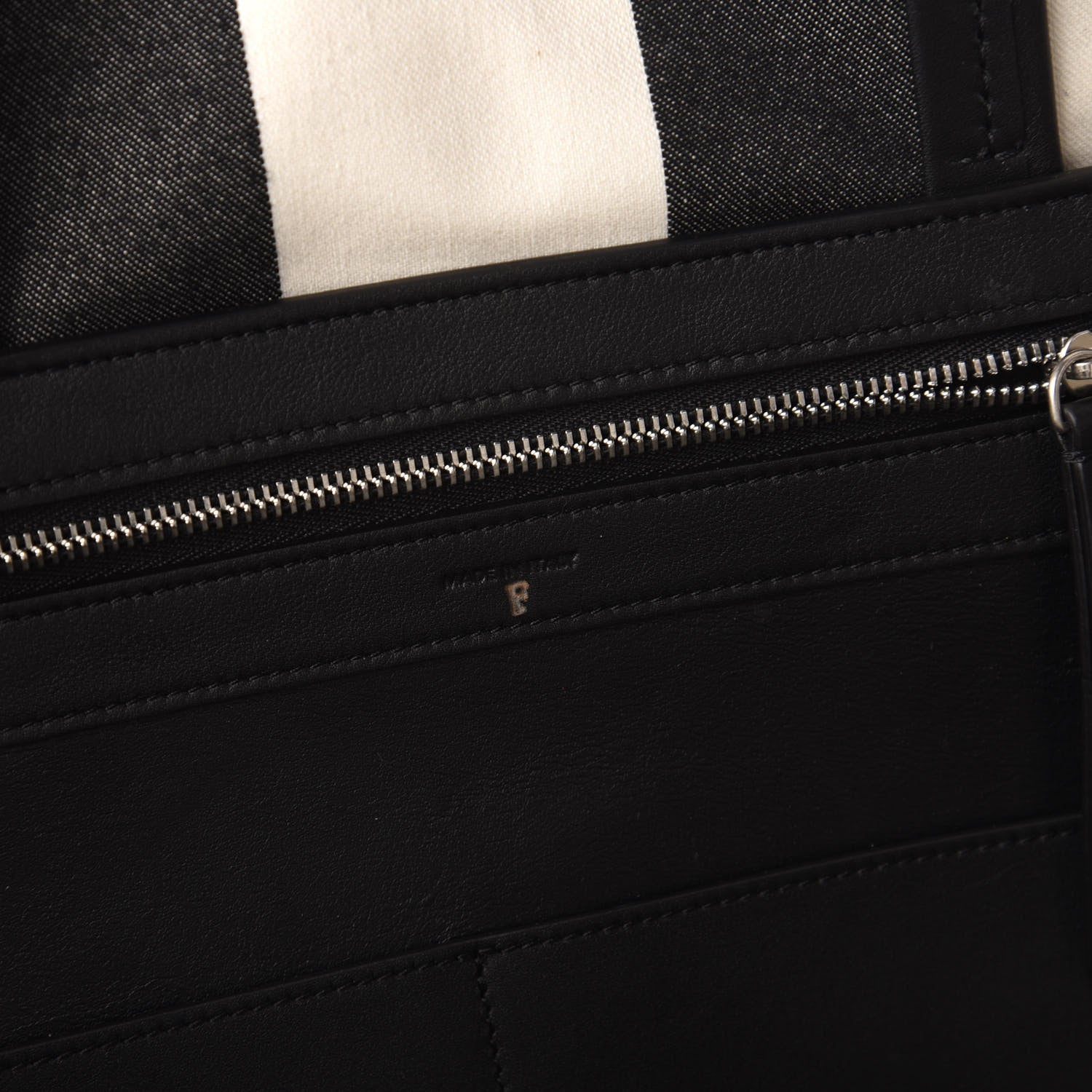 Celine Canvas Striped Large Phantom Cabas Black White 7 of 9