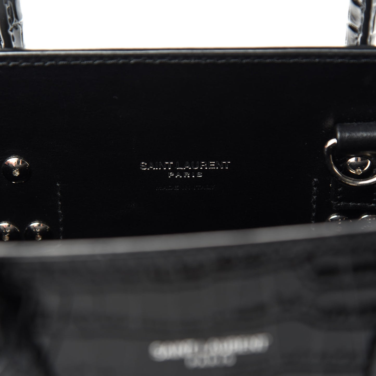 Calfskin Crocodile Embossed Baby Sac De Jour Black