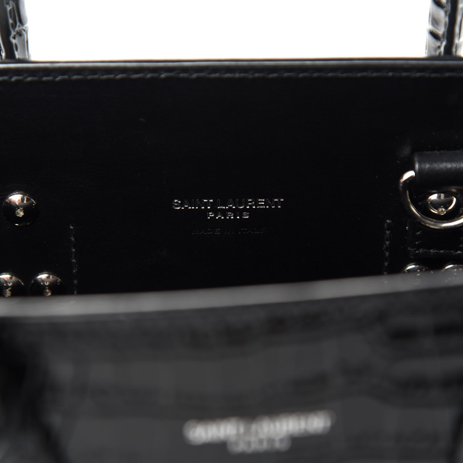 Saint Laurent Calfskin Crocodile Embossed Baby Sac De Jour Black 6 of 10