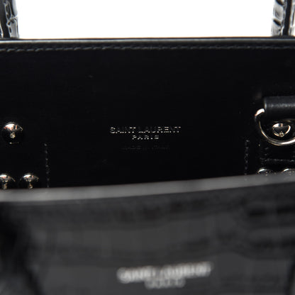 Saint Laurent Calfskin Crocodile Embossed Baby Sac De Jour Black 6 of 10