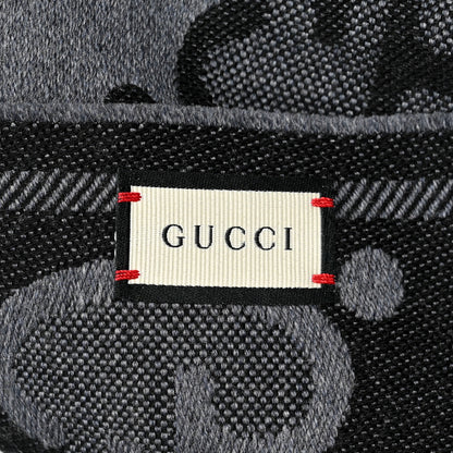Gucci Wool GG Monogram Doubly G Scarf Anthracite Black 2 of 3