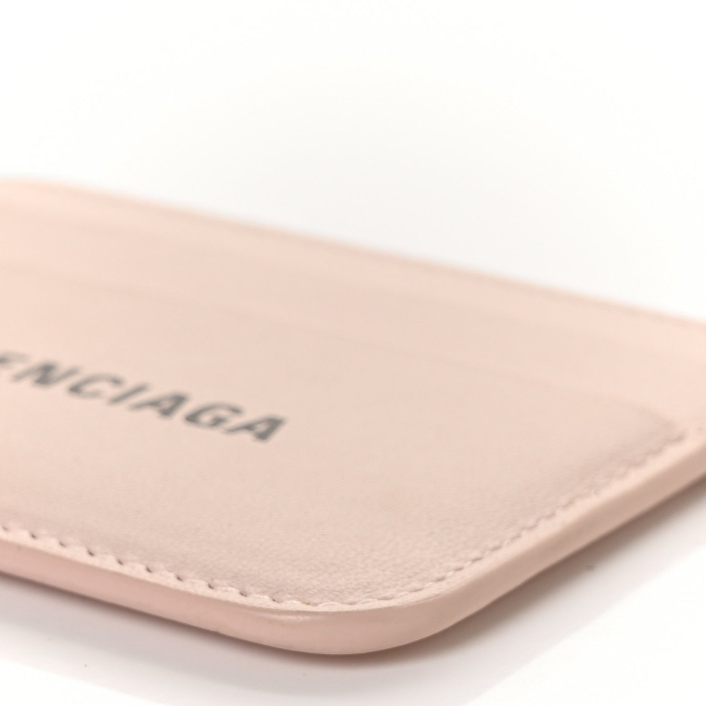 Flat Calfskin Logo Cash Rounded Card Holder Light Rose Black