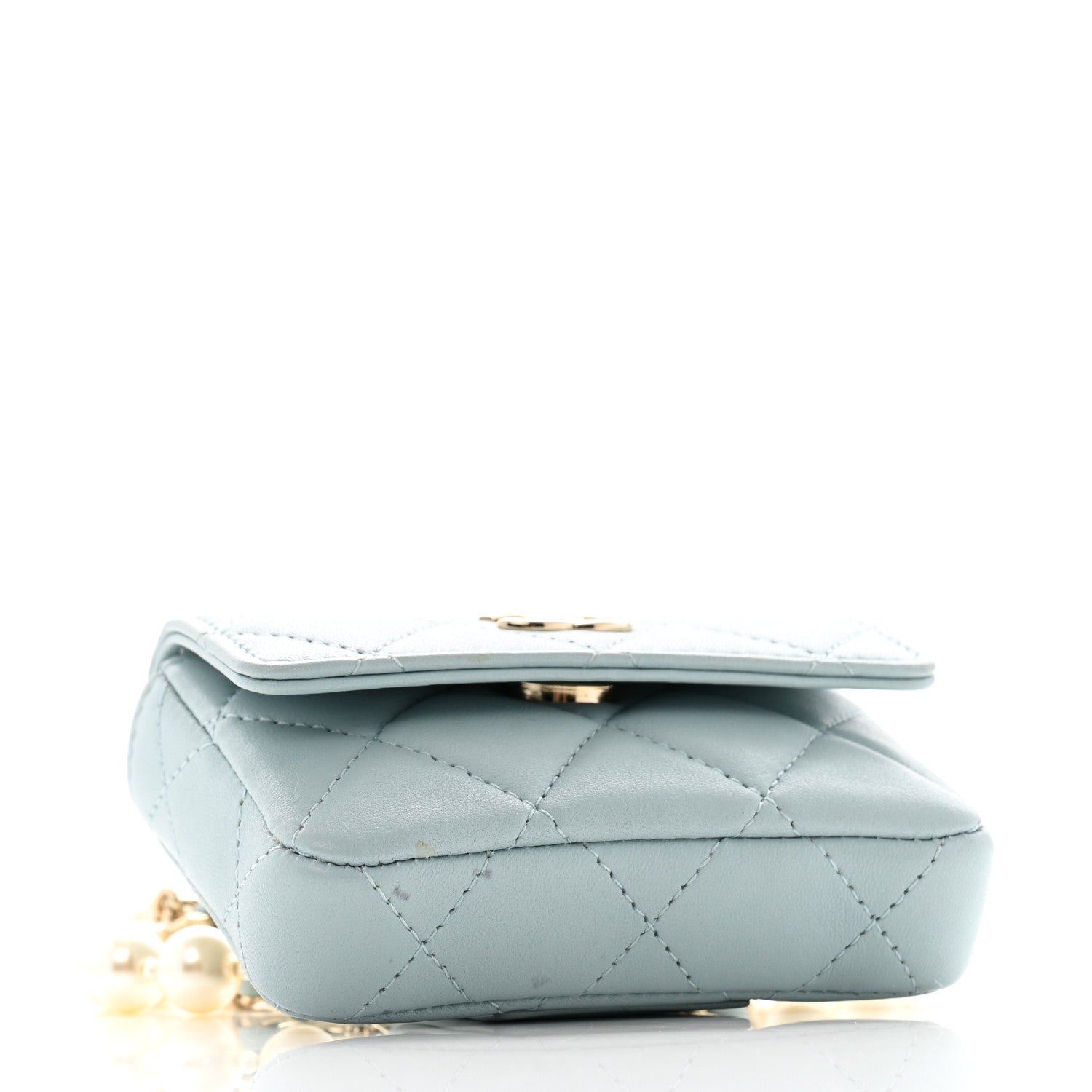 Chanel Lambskin Quilted Pearl Chain Belt Bag Light Blue 4 of 12