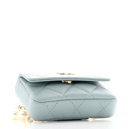 Chanel Lambskin Quilted Pearl Chain Belt Bag Light Blue 4 of 12