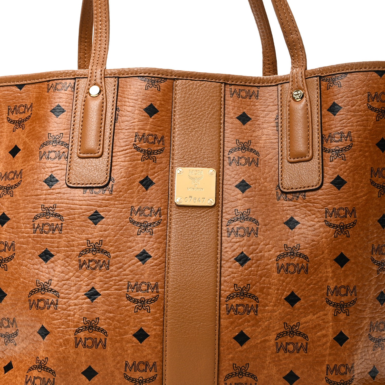 MCM Visetos Medium Liz Reversible Shopper Tote Cognac 9 of 14