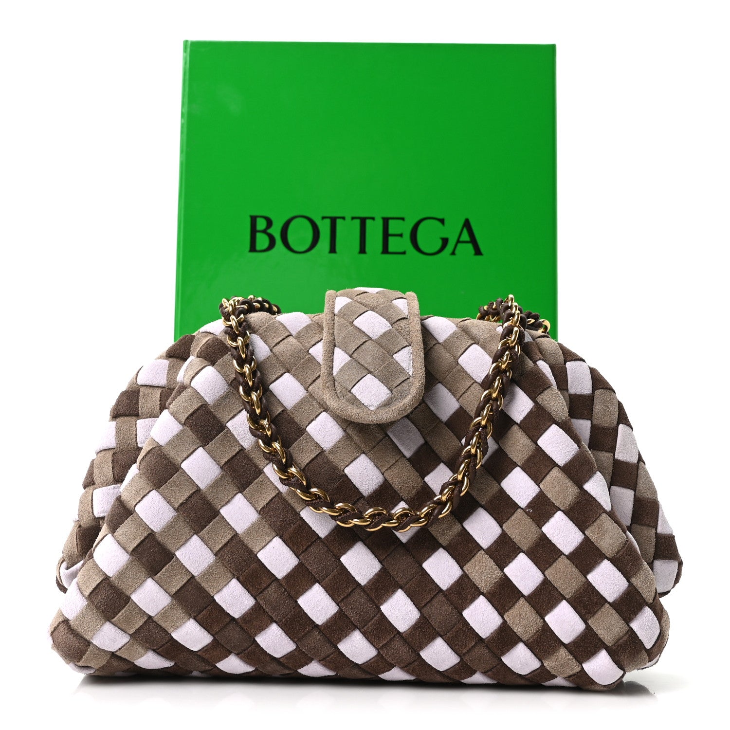 Bottega Veneta Suede Intrecciato Small The Lauren 1980 Clutch With Chain Praline Musk Washed Brownie 10 of 10