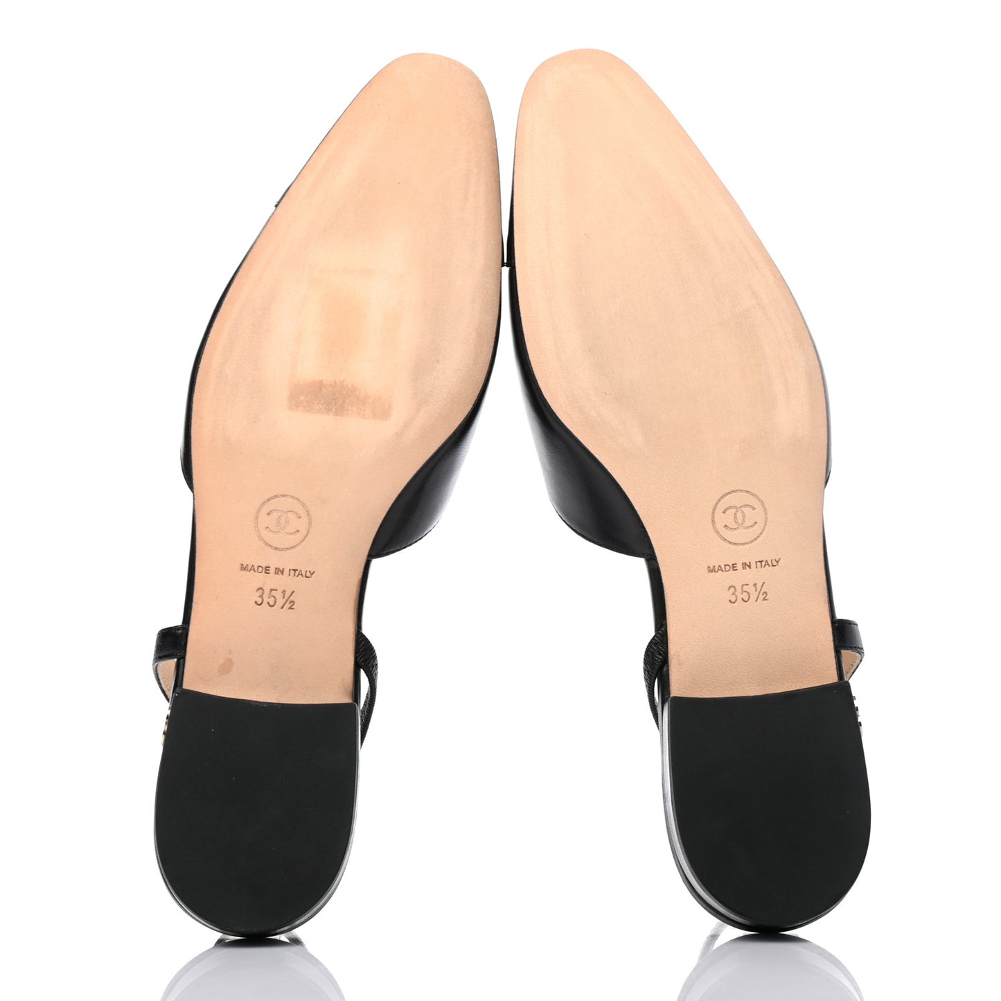 Goatskin Grograin Cap Toe CC Slingback 35.5 Black