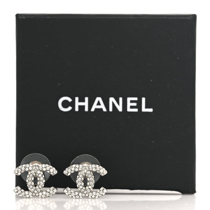 Chanel Crystal CC Earrings Silver 5 of 5
