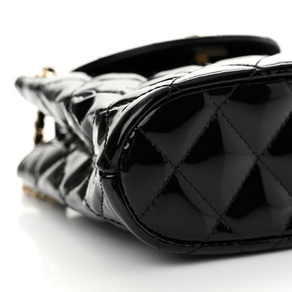 Chanel Patent Quilted Shiny Coco Small Flap Hobo Black 10 of 12